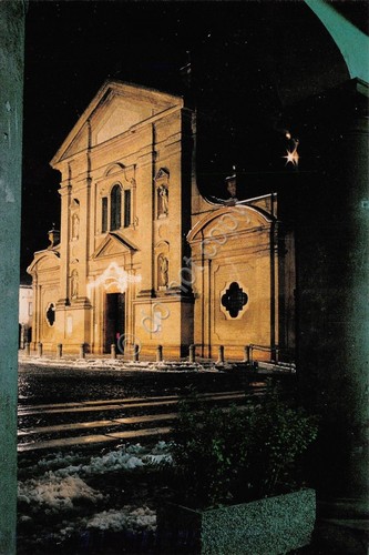 Cartolina Novellara Collegiata S. Stefano Notturno