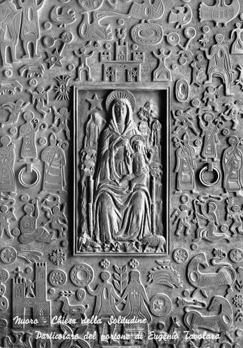 Cartolina Nuoro Chiesa della Solitudine particolare del portone