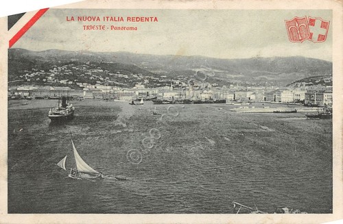Cartolina Nuova Italia Redenta Trieste Panorama 1915