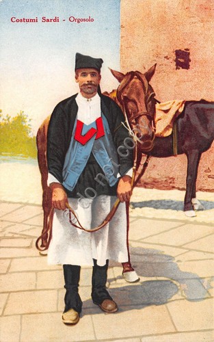 Cartolina Orgosolo costumi Sardi 1936