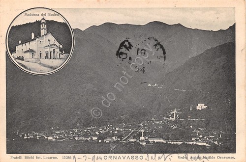 Cartolina Ornavasso Madonna del Boden e panorama 1904