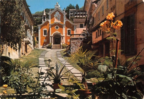 Cartolina Orta San Giulio salita alla Parrocchiale (Novara)