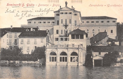 Cartolina Orta Seminario San Giulio Darsena Bagni Lavanderia Guardaroba 1907