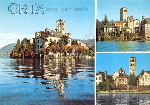 Cartolina Orta vedute varie dal lago