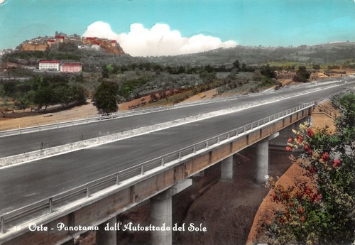 Cartolina Orte Panorama dal Autostrada del Sole 1965