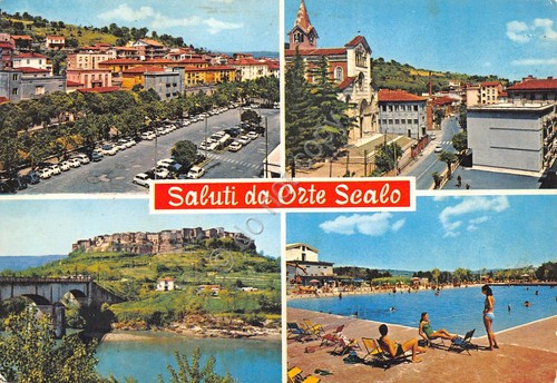 Cartolina Orte Scalo vedute varie piscina paese Timbro Espo Filatelia …