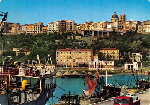 Cartolina Ortona Porto Barche vista paese 1968
