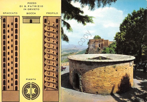 Cartolina Orvieto Pozzo di San Patrizio con pianta