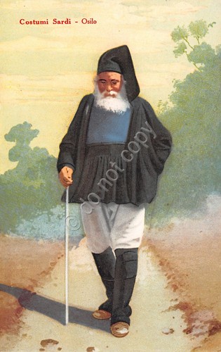 Cartolina Osilo costumi Sardi 1936
