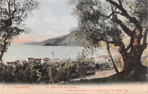 Cartolina Ospedaletti golfo e ulivi Le golfe entre les olives