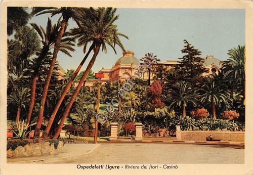 Cartolina Ospedaletti Ligure Riviera dei Fiori Casinò anni '50