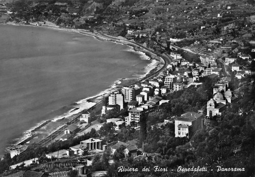 Cartolina Ospedaletti Panorama dall'alto 1959