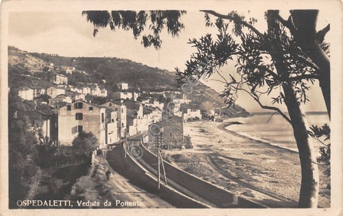 Cartolina Ospedaletti veduta da ponente ferrovia anni '30