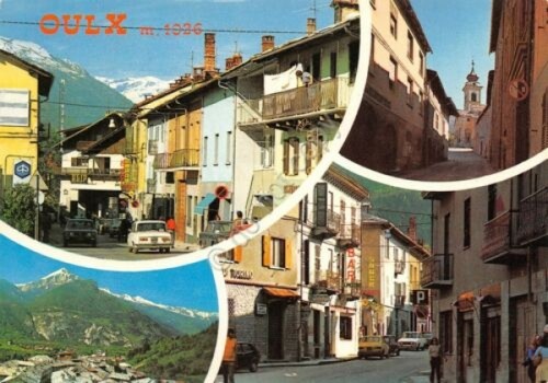 Cartolina Oulx vedute del paese (Torino)