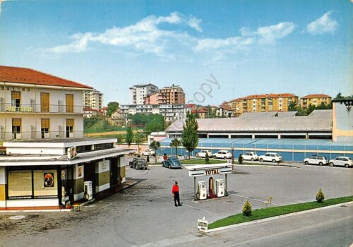 Cartolina Ovada Panorama parziale distributore benzina Total