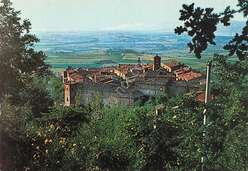 Cartolina Paciano panorama dall'alto anni '80