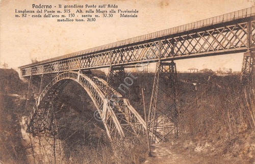 Cartolina Paderno il grandioso Ponte sull'Adda