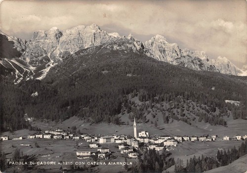 Cartolina Padola di Cadore con catena Aiarnola panorama 1952