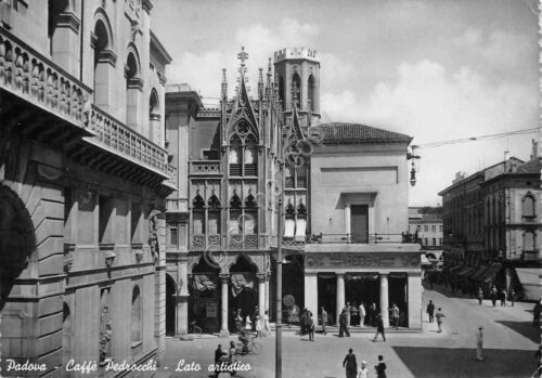 Cartolina Padova Caffè Pedrocchi Lato Artistico animata anni '50