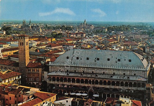 Cartolina Padova Palazzo della Ragione dall'alto tetti case anni '80