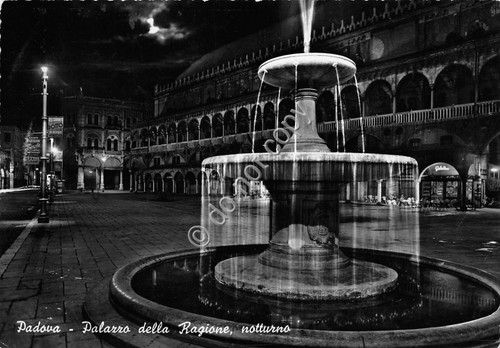 Cartolina Padova Palazzo della Ragione Notturno 1953