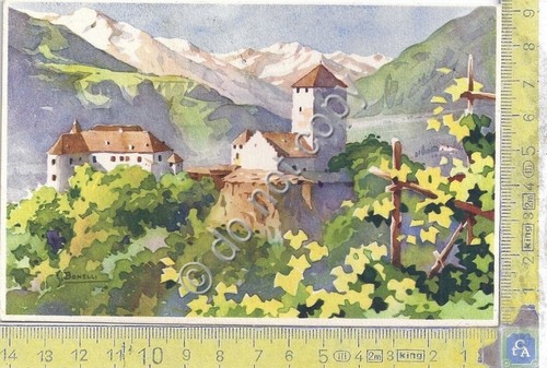 Cartolina Paesaggio montano Illustrata Bonelli anni '40 (Illustratori)