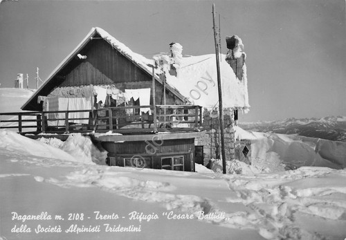 Cartolina Paganella Rifugio Cesare Battisti Timbro rifugio (Trento)