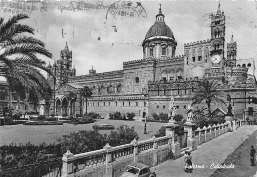 Cartolina Palermo Cattedrale Timbro Buona Pasqua 1956