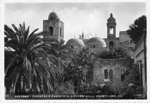Cartolina Palermo Chiostro e Chiesa S. Giovanni Eremiti 1955