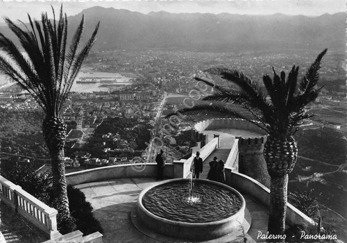Cartolina Palermo panorama dall'alto animata 1952