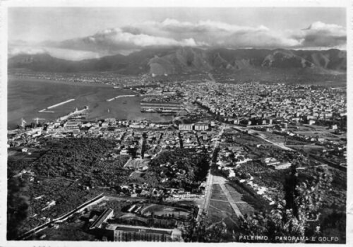 Cartolina Palermo Panorama e golfo 1953