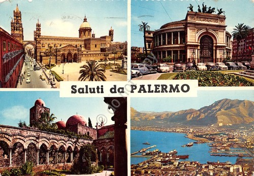 Cartolina Palermo vedute varie Timbro Giornata dell'assicurazione 1967