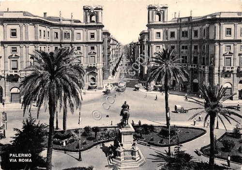 Cartolina Palermo Via Roma 1953