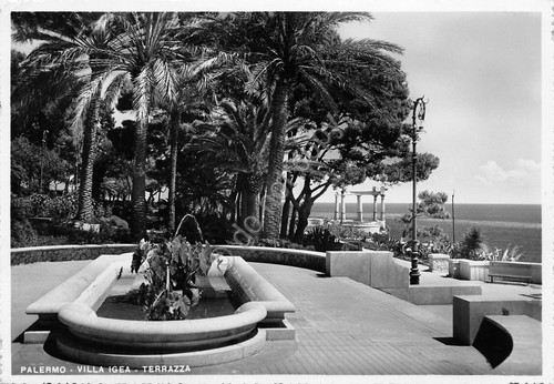 Cartolina Palermo Villa Igea Terrazza Timbro Obbligazioni 1951