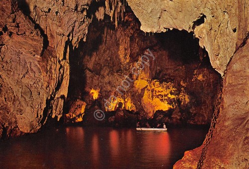 Cartolina Palinuro Grotta del Sangue barca animata anni '70
