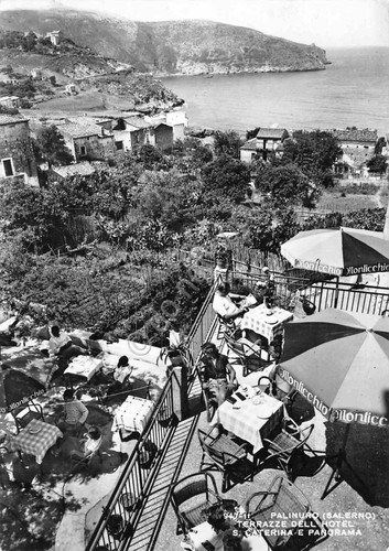 Cartolina Palinuro Hotel Santa Caterina Terrazze animata panorama paese 1963
