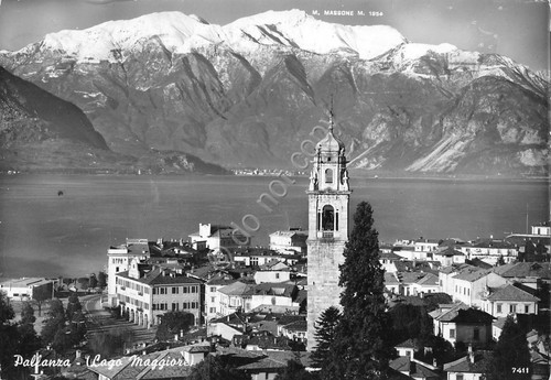 Cartolina Pallanza Lago Maggiore panorama paese e montagne anni '60