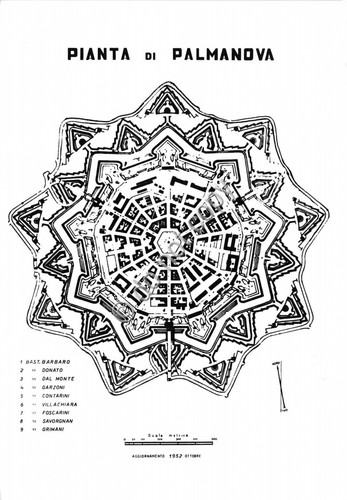 Cartolina Palmanova Pianta dei Bastioni Bromofoto 1968 (Udine)