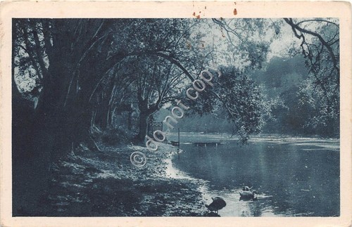 Cartolina Panorama con fiume Poesia Carducci al retro anni '40