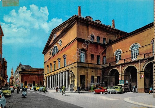 Cartolina Parma Teatro Regio animata auto Vespa 1972 timbro filatelico