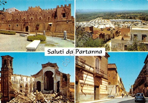 Cartolina Partanna vedute varie paese 1970