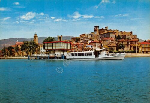 Cartolina Passignano sul Trasimeno scorcio panoramico battello