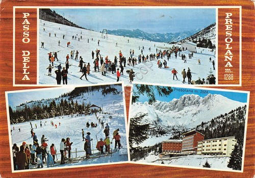 Cartolina Passo della Presolana vedute timbro Albergo Alpino (Bergamo)