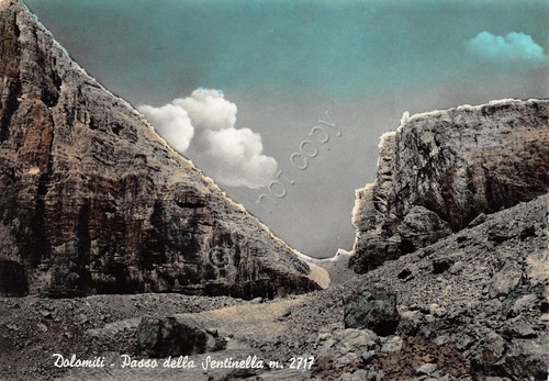 Cartolina Passo della Sentinella Dolomiti colorata
