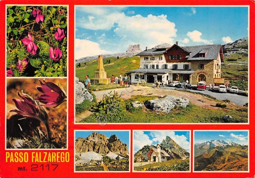 Cartolina Passo Falzarego vedute varie Timbro Passo Falzarego 1988 (Trento)