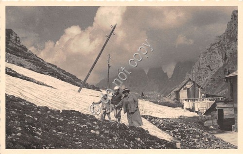 Cartolina Passo Pordoi foto cartolina animata 1935 (Belluno)
