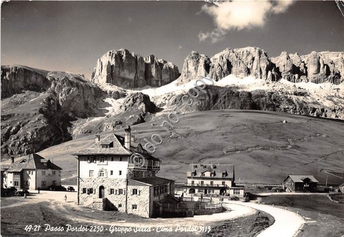 Cartolina Passo Pordoi Gruppo Sella panorama 1957