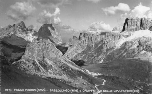 Cartolina Passo Pordoi Sassolungo Cima Pordoi Timbro Alpinisti Tridentini