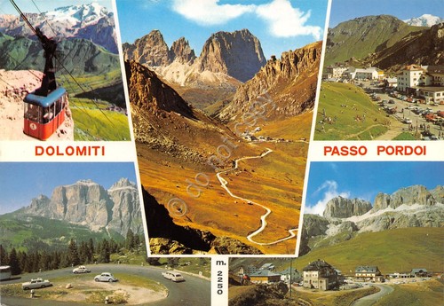 Cartolina Passo Pordoi vedute Timbro Benott Marmolada (Trento)