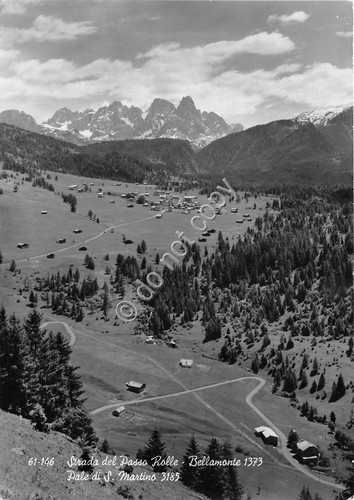 Cartolina Passo Rolle Strada Bellamonte panorama 1967 Foto Ghedina (Trento)